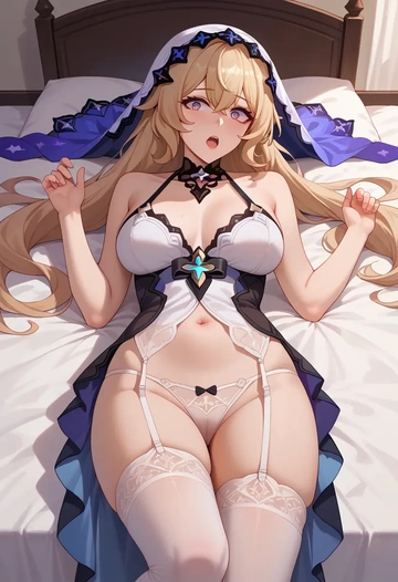 star rail,black swan,maid, sexy, stockings,panties  - AI generated anime art